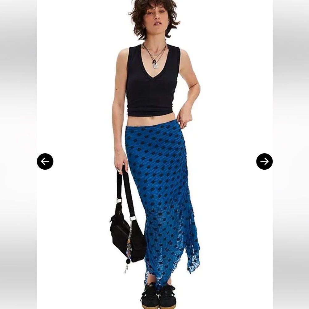 FREE PEOPLE Margot Convertible Maxi Skirt - Imperial Blue Retail $98 NWOT  MED